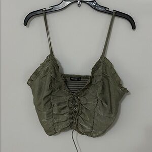 Olive Lace-Up Crop Top